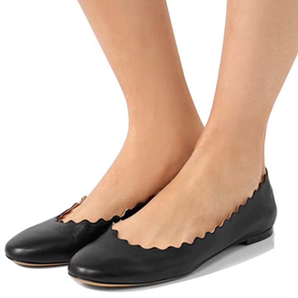 FSJ Cute Dress Shoes Scalloping Round Toe Ballet